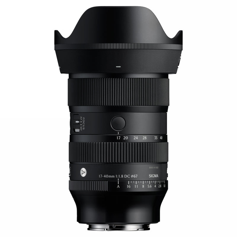Sigma 17-40mm F1.8 DC with hood attached