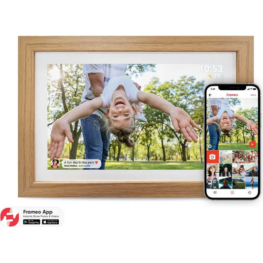 Inov8 10" Digital Frame with Frameo - White/Light Oak