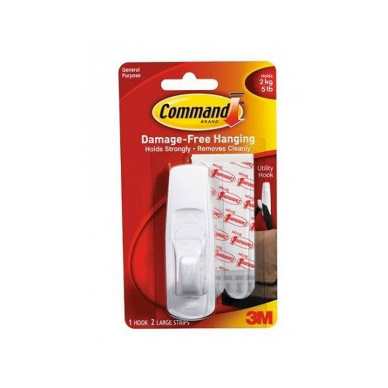 3M Command Oval Adhesive Hook - 1x Large Hook - Holds 2.2 Kg Image 1