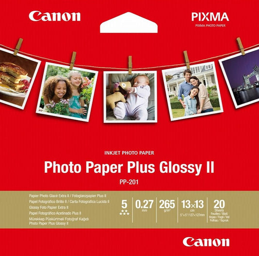 Canon Plus 5x5" Glossy II PP-201 Photo Paper - 20 Sheets Image 1