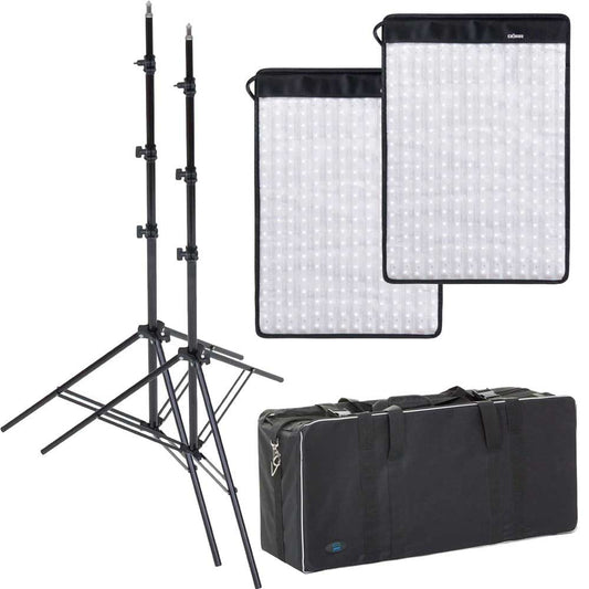 Dorr FX-3040 Flexible Light Panel Kit | 2 Light Panels | 2 Stands | 1 Bag | 3000K-5600K Bi-Colour Image 1