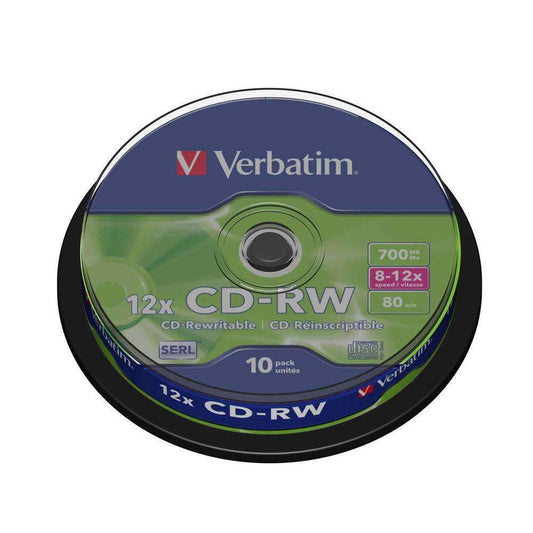 1x10 Verbatim CD-RW 80min 700MB 12x Speed Rewritable Image 1