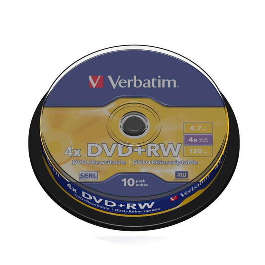 1x10 Verbatim DVD Plus RW 4,7GB 120mins 4x Speed Rewritable DVD Plus RW