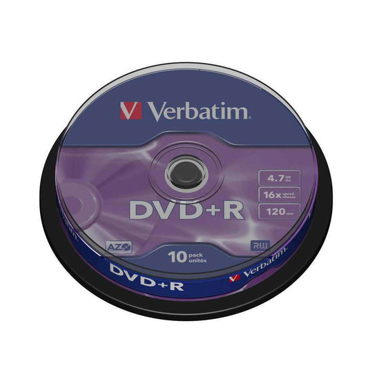 1x10 Verbatim DVD Plus R 4,7GB 120mins 16x Speed DVD Plus R Image 1