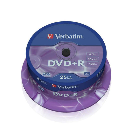 1x25 Verbatim DVD+R 4,7GB 16x Speed 120mins DVD Plus R