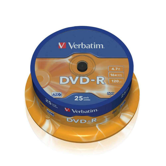 1x25 Verbatim DVD-R 4,7GB 120mins 16x Speed