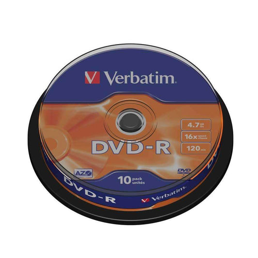 1x10 Verbatim DVD-R 4,7GB 120mins 16x Speed