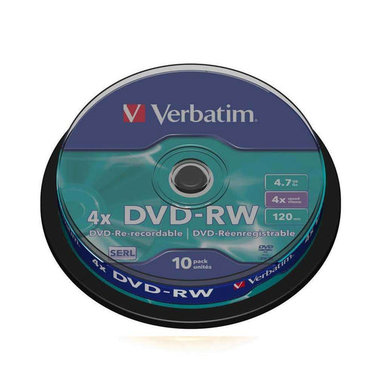 1x10 Verbatim DVD-RW 4,7GB 120mins 4x Speed Rewritable Image 1