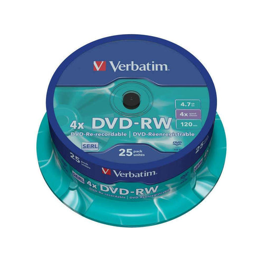 1x25 Verbatim DVD-RW 4,7GB 120mins 4x Speed Rewritable Image 1