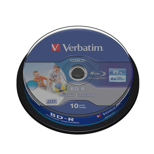 1x10 Verbatim BD-R Blu-Ray Disc 25GB 6x Speed DL Wide Printable Cakebox Image 1