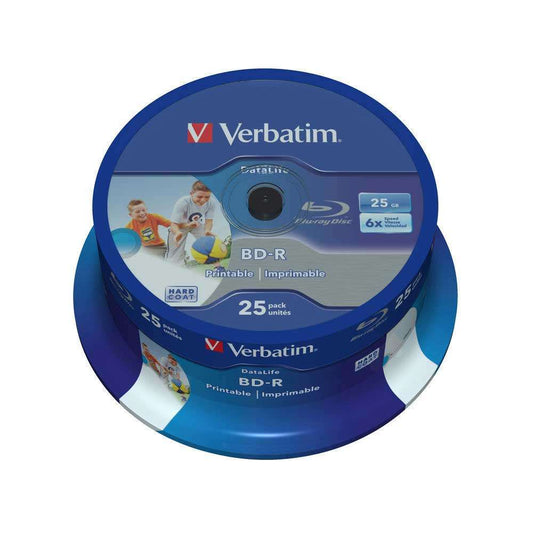 1x25 Verbatim BD-R Blu-Ray Disc 25GB 6x Speed DL Wide Printable Cakebox Image 1