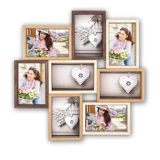 ZEP Montreaux Wood Multi Photo Frame Collection - Brown - 8x 7x5 Inch Photos