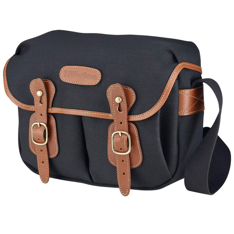 Billingham Hadley Small Shoulder Bag - Black Canvas Tan Leather Image 1