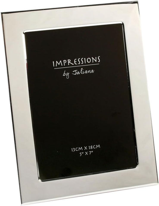 Silver photo frame with 'Impressions by Juliana' branding on a white background