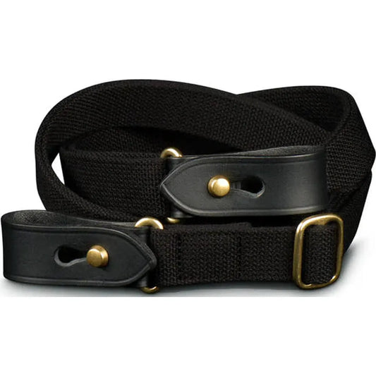Billingham Stowaway Sling - Black Webbing / Black Leather / Brass
