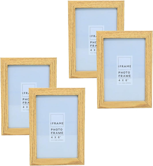 iFrame Set of 4 Photo Frames Oak 4" x 6"