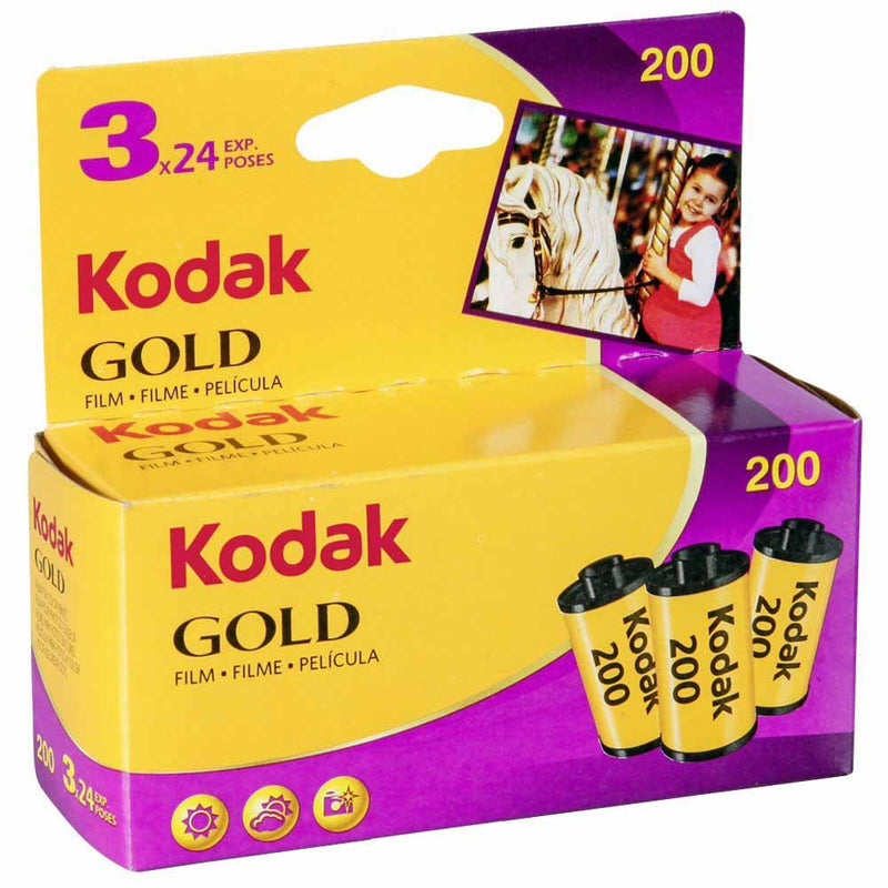 Kodak Gold 200 ISO 24 Exp 35mm Colour Print Film - Triple Pack Image 1