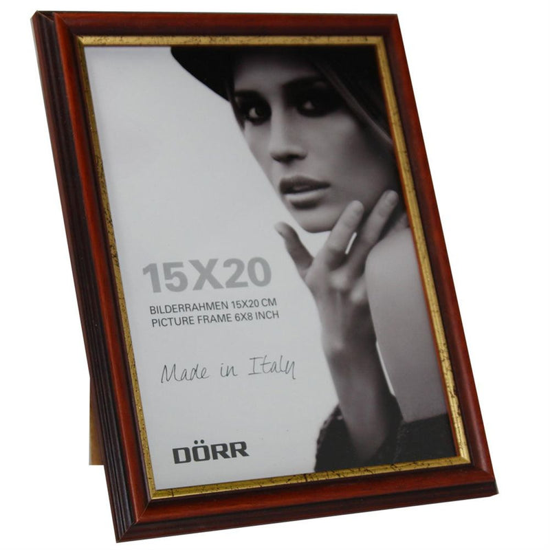 Dorr Tessin Mahogany and Gold Wood 8x6 Photo Frame | Made in Italy | Stand or Hang Image 1