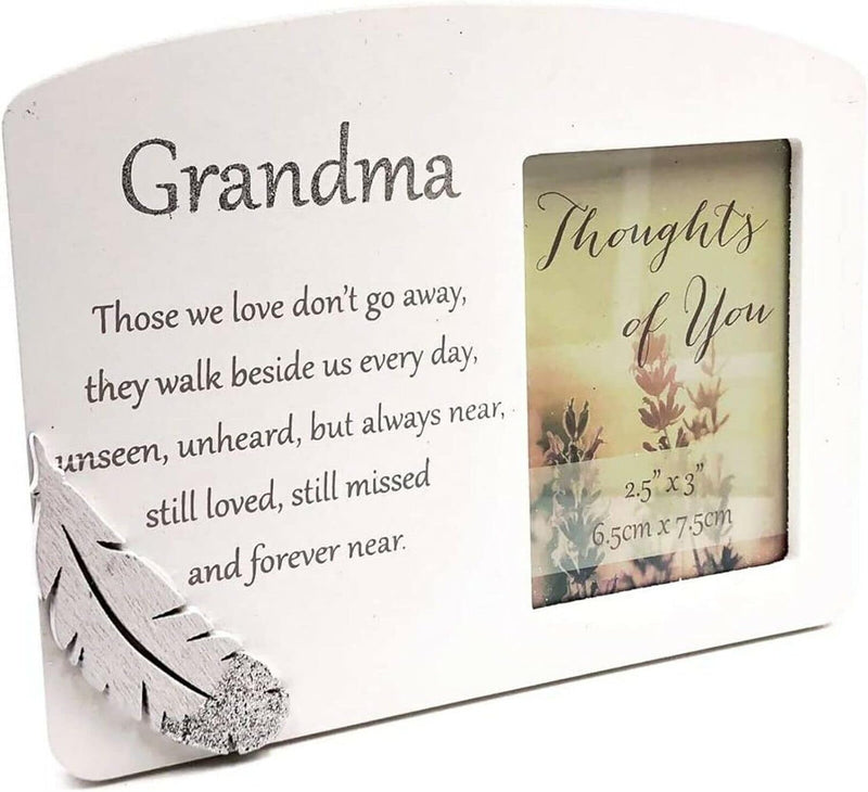 Memorial plaque for Grandma with a photo frame and text.