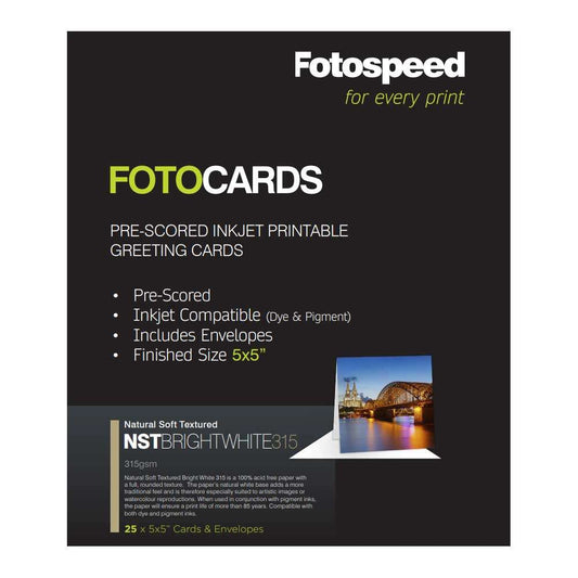 Fotospeed Fotocards NST Bright White 315 | 5x5" Size | 25 Cards Image 1