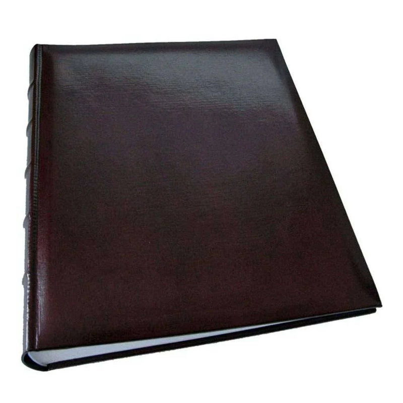 Brown leather-bound book on a white background