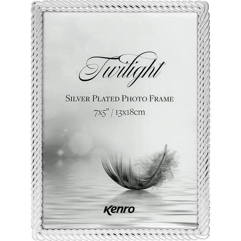 Silver plated photo frame with 'Twilight' text and Kenro branding