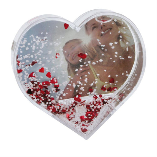 Dorr Heart Shaped Snow Globe with Snow and Red Hearts Image 1