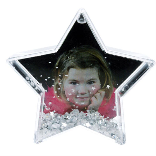 Dorr Star Shaped Snow Globe with Snow and Stars Image 1