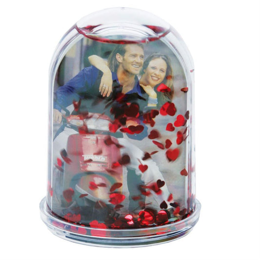 Dorr Photo Snow Globe | 4 inch Tall | Snow and Red Hearts Image 1