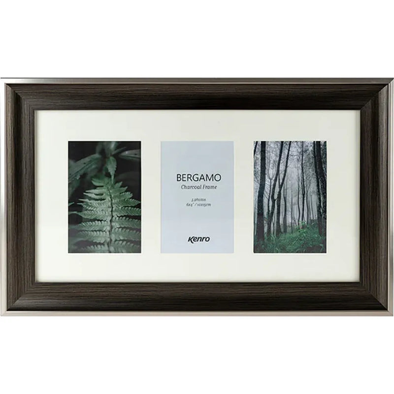 Kenro Bergamo Charcoal 6x4 Triple Photo Frame