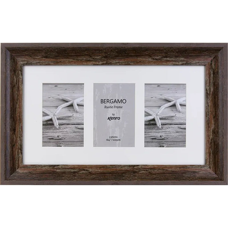 Kenro Bergamo Rustic Series 7x5 Triple Photo Frame - Brown