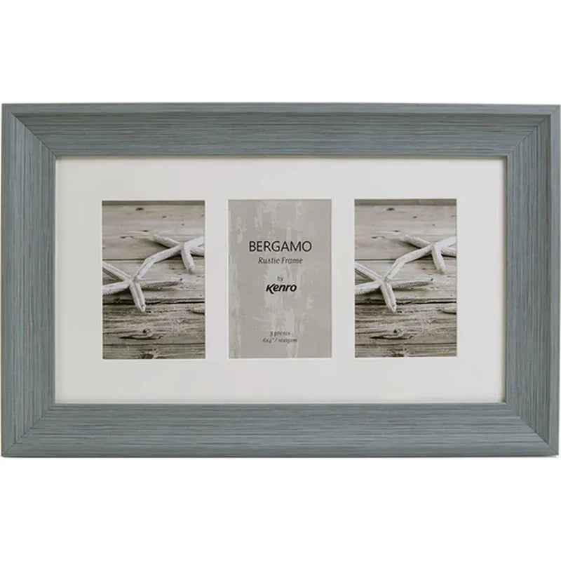 Kenro Bergamo Rustic Series 7x5 Triple Photo Frame - Grey