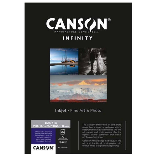 Canson Infinity Baryta Photographique Mark II 310gsm Photo Paper - Acid Free A4 - 25 Sheets