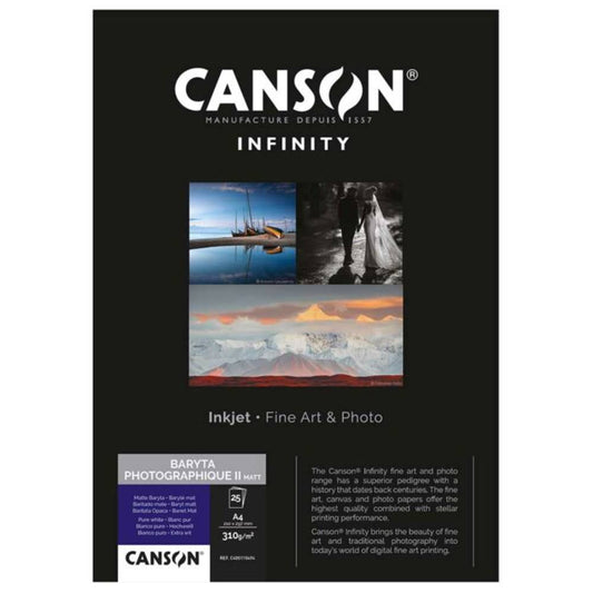 Canson Infinity Baryta Photographique Mark II 310gsm Photo Paper - Acid Free A2 - 25 Sheets