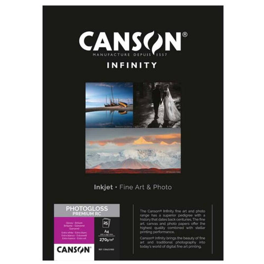 Canson Infinity Photo Gloss Premium RC 270gsm Photo Paper - Acid Free A3 Plus - 25 Sheets