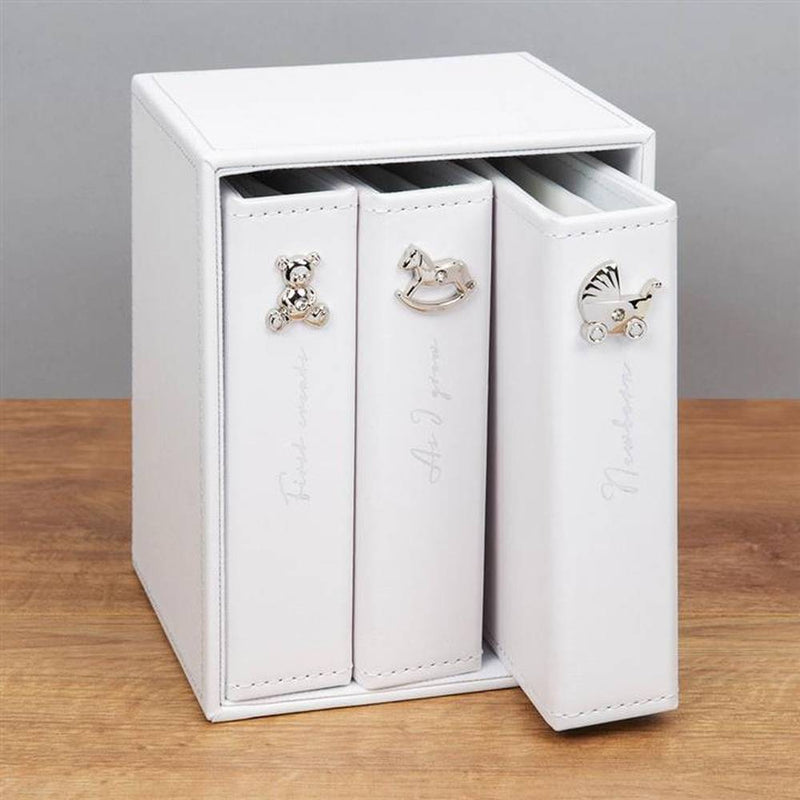 Bambino Baby Photo Albums | Set of 3 with Holder | 72 6 x 4 Inch Photos - White Image 1