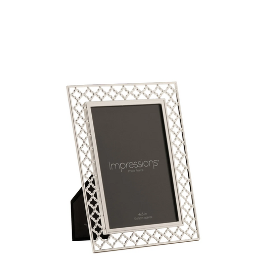 Decorative photo frame with lattice design on a white background