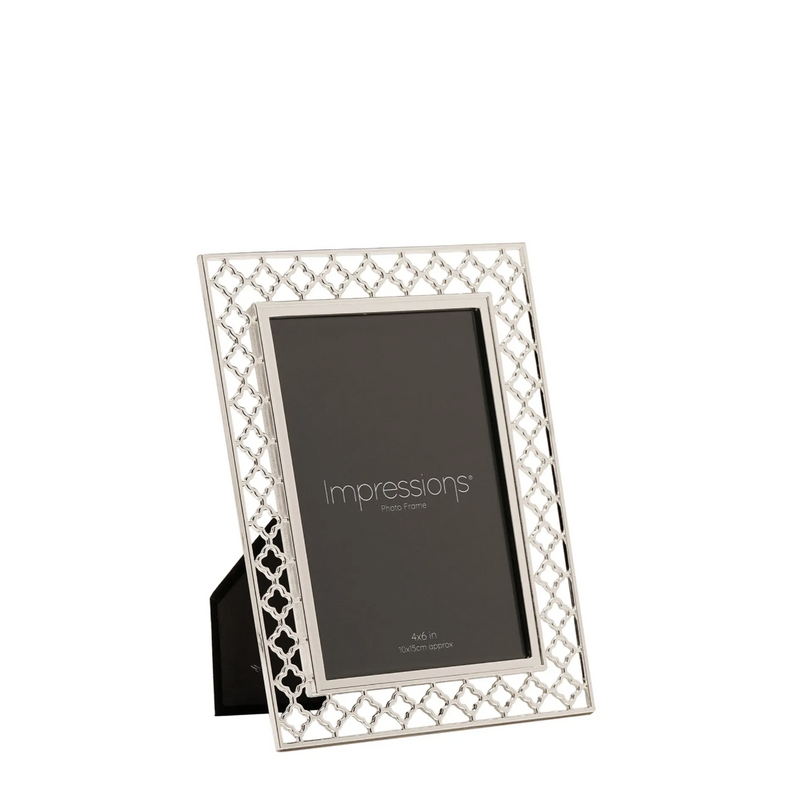 Decorative photo frame with lattice design on a white background