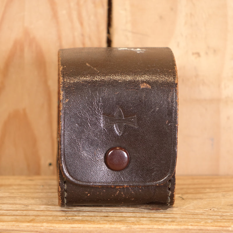 Used Mamiya Sekor Brown Leather Lens Hood Case-6.5 x5 x6.5cm