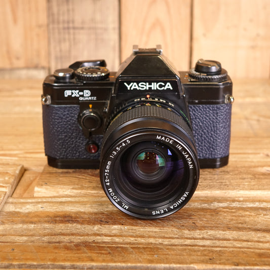 Used Yashica FX-D Quartz Black Camera with ML 42-75mm F3.5-4.5 Lens