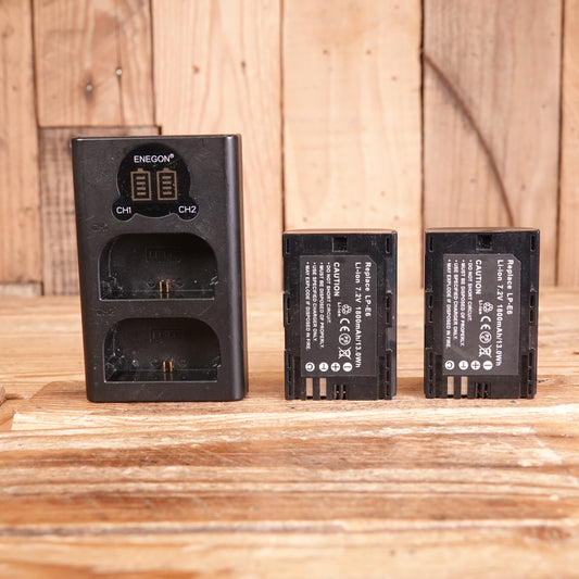 Used Enegon Dual LP-E6 Charger Set