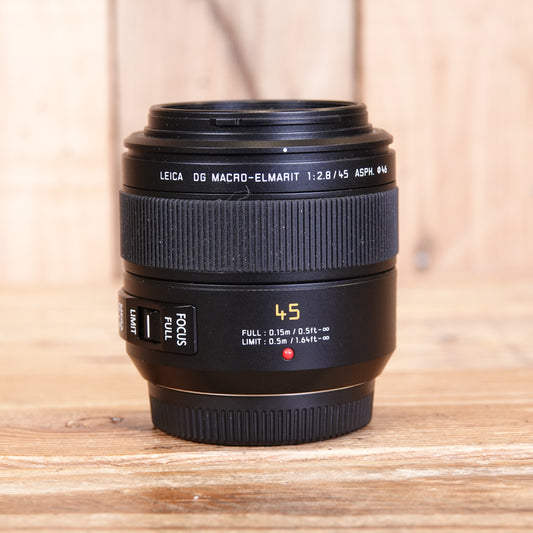 Used Panasonic 45mm F2.8 Leica DG Macro-Elmarit ASPH Lens