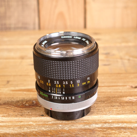 Used Canon FD 35mm F2 Concave Chrome Nose Lens