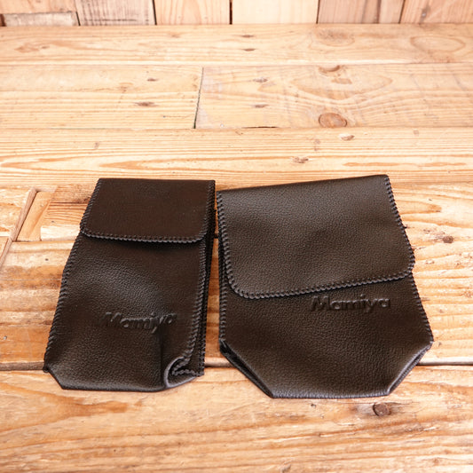 Used 2x Mamiya camera accessory leather pouches Size 10x9x5cm /13x8x4cm