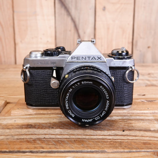 Used Pentax ME Super 35mm Analog Film SLR Camera Body With 50mm F1.7 Lens