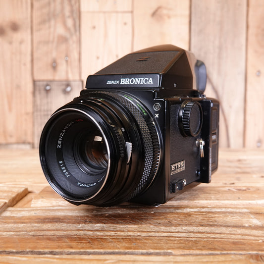 Used Bronica ETRS with 75mm F4 Lens, 120 Film back and Plain Prism