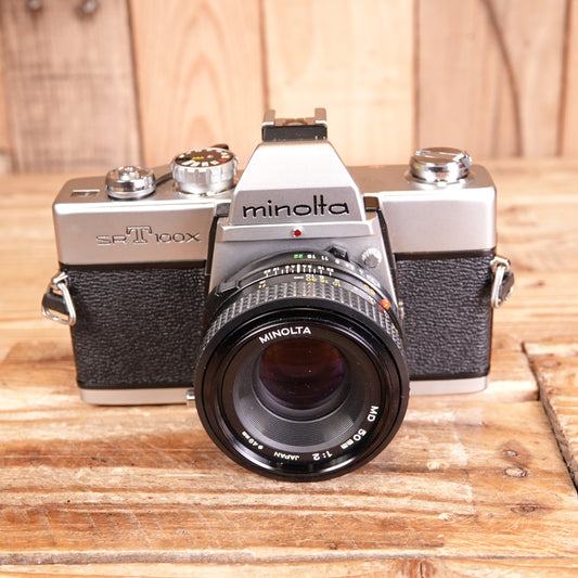 Used Minolta SRT 100x 35mm SLR Camera with 50mm F2 MD Lens