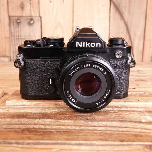 Used Nikon FM Black 35mm Film SLR Camera with 50mm F1.8 Series E Lens