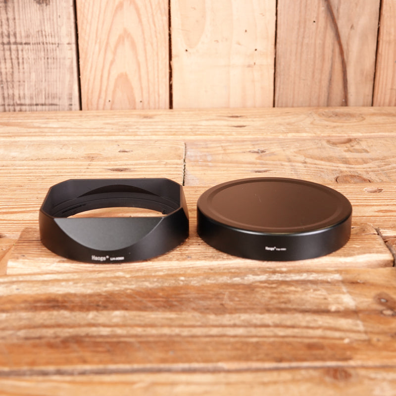Used Haoge  Lens Hood and Cap for Fuji XF 56mm F1.2 Lens