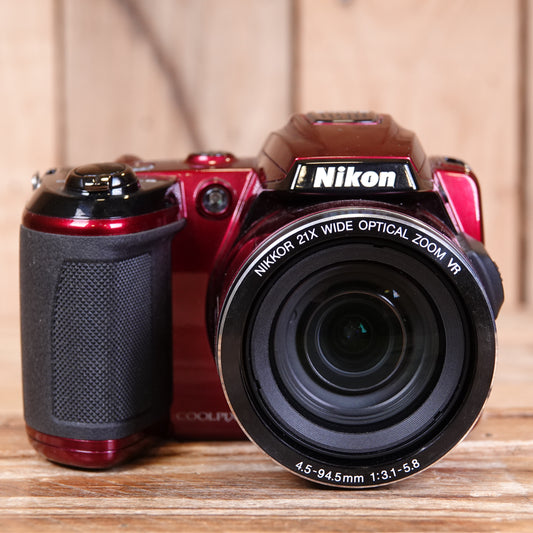 Used Nikon Coolpix L120 Bridge Camera - Red